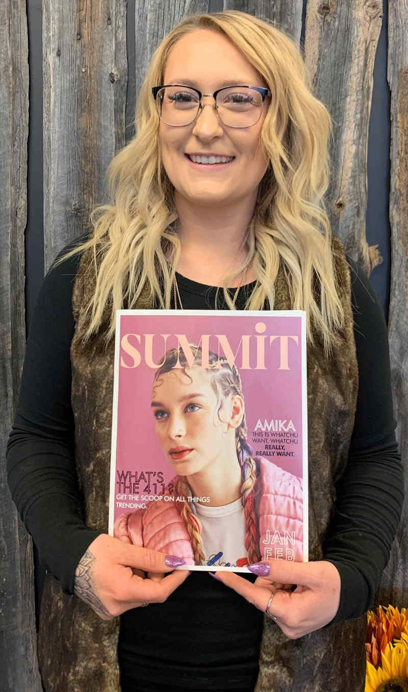 Kat with Cover of Summit Salon Magazine - Jan - Feb 2020 Kat with Cover of Summit Salon Magazine - Jan - Feb 2020
